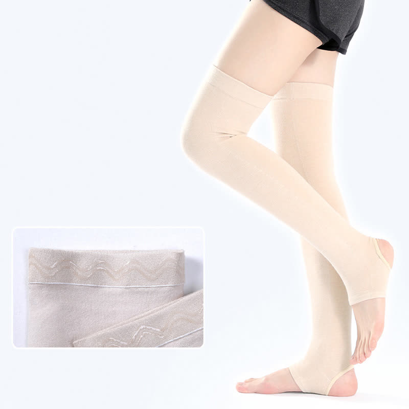 Manchons de cuisse en pur coton avec poignée en silicone antidérapante - Beige - XL - image 9