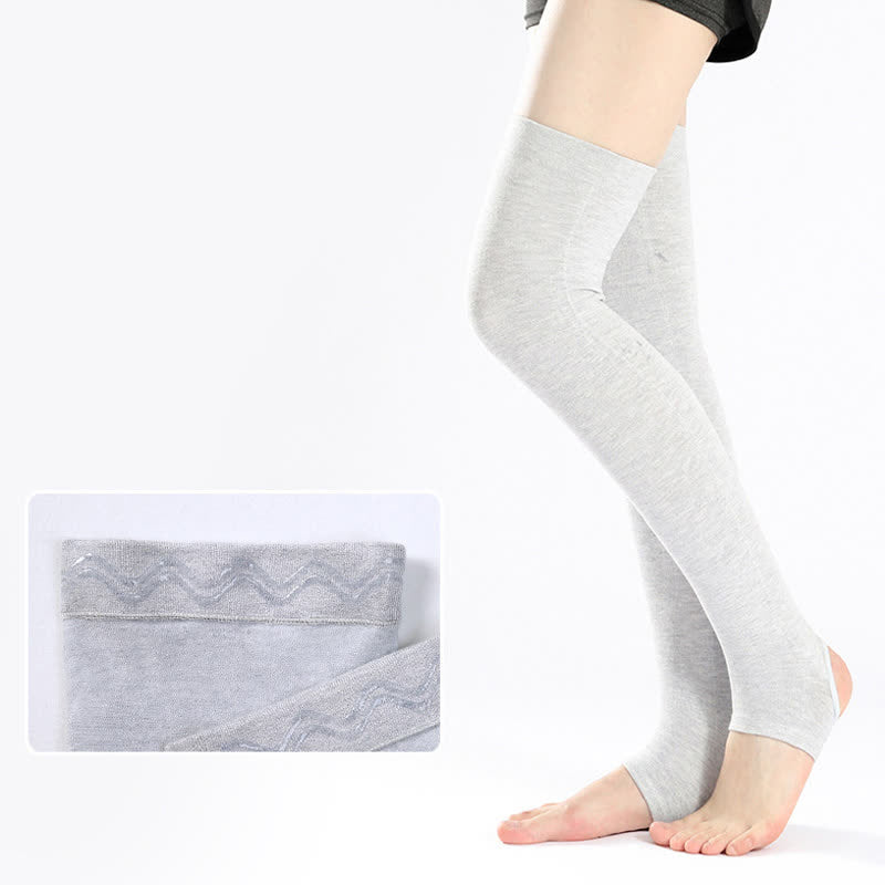 Manchons de cuisse en pur coton avec poignée en silicone antidérapante - Gris clair - XL - image 5