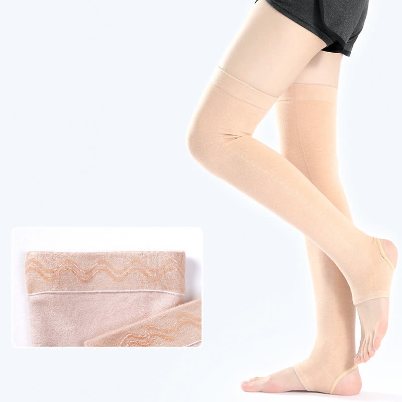 Manchons de cuisse en pur coton avec poignée en silicone antidérapante - Nu - XL - image 6
