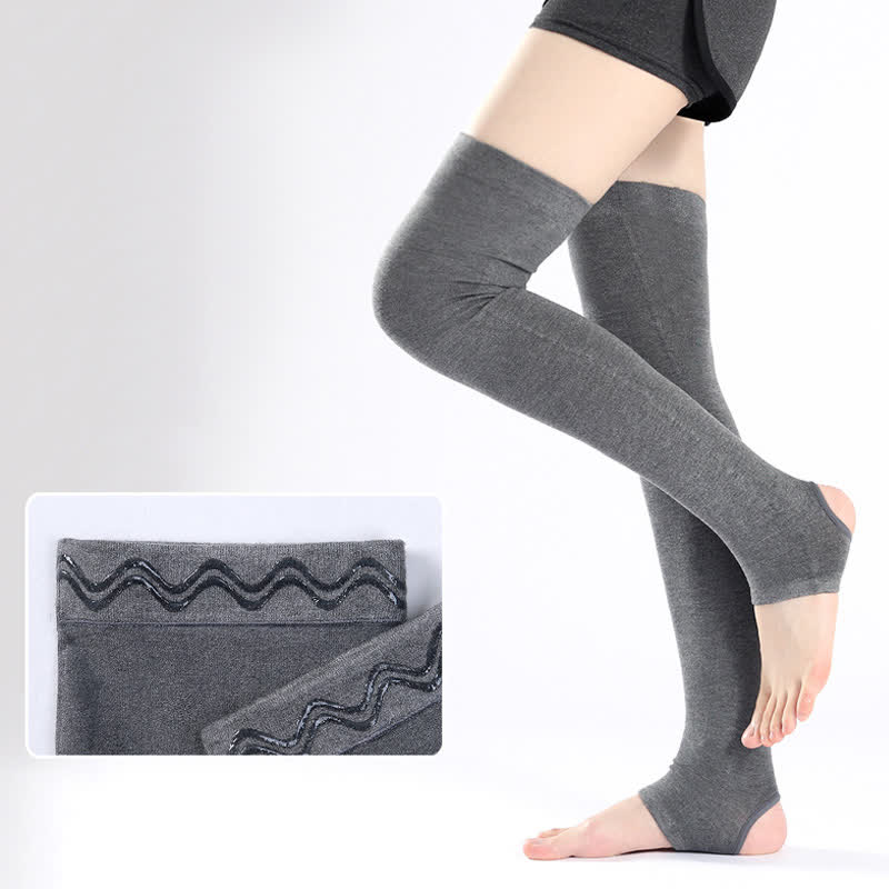 Manchons de cuisse en pur coton avec poignée en silicone antidérapante - Gris foncé - XL - image 4