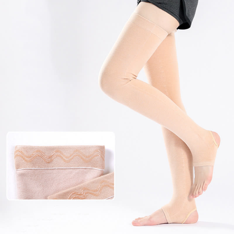 Manchons de cuisse en coton de couleur unie avec poignée en silicone antidérapante - Nu - XL - image 4