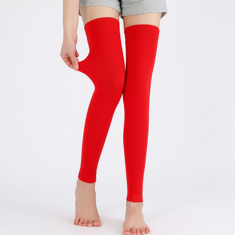 Manches de cuisse élastiques en tricot fin de couleur unie