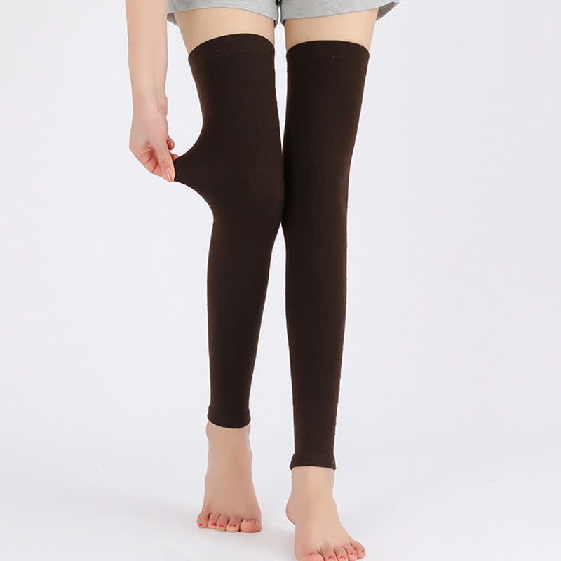 Manches de cuisse élastiques en tricot fin de couleur unie