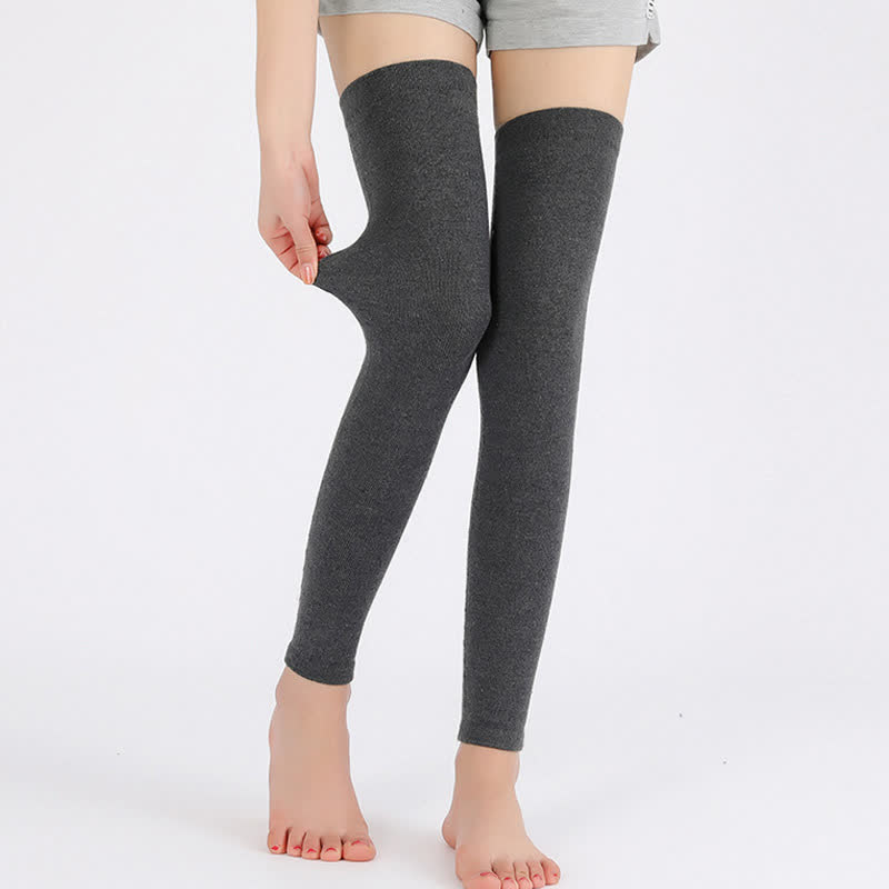 Manches de cuisse élastiques en tricot fin de couleur unie