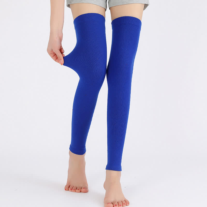 Manches de cuisse élastiques en tricot fin de couleur unie