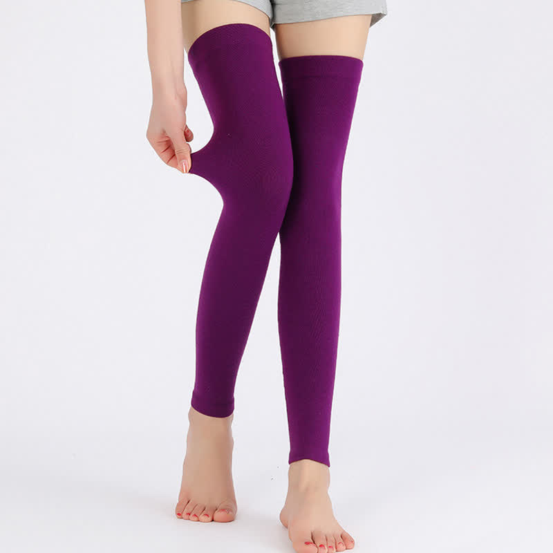 Manches de cuisse élastiques en tricot fin de couleur unie