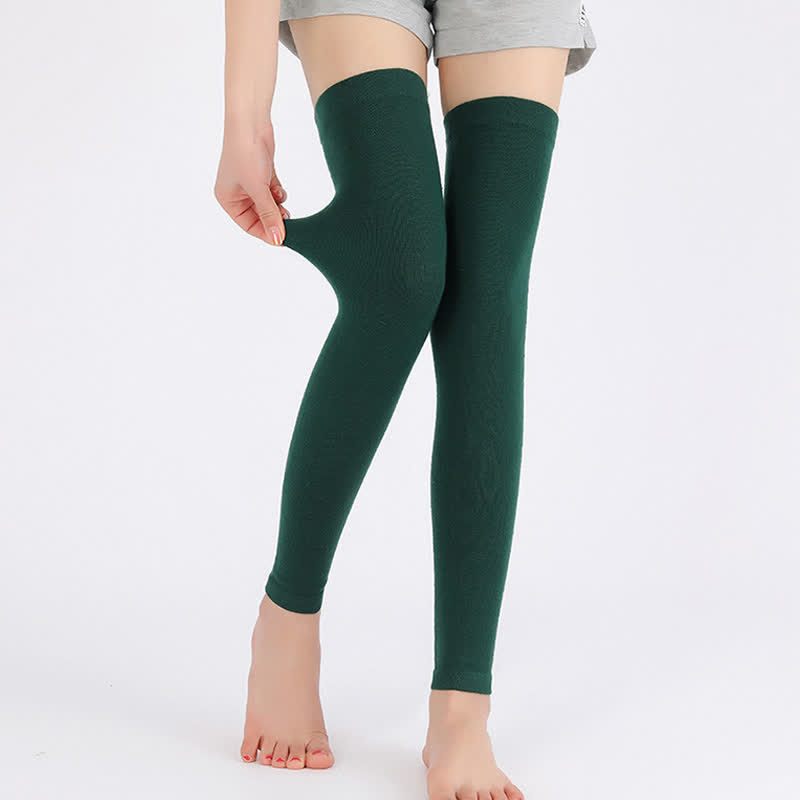 Manches de cuisse élastiques en tricot fin de couleur unie