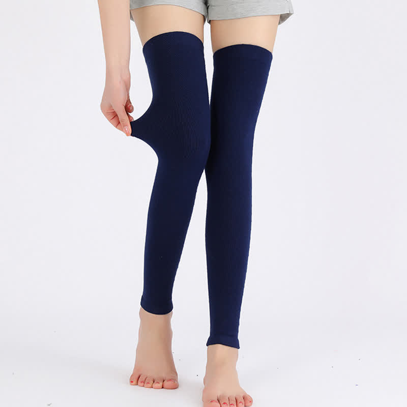 Manches de cuisse élastiques en tricot fin de couleur unie