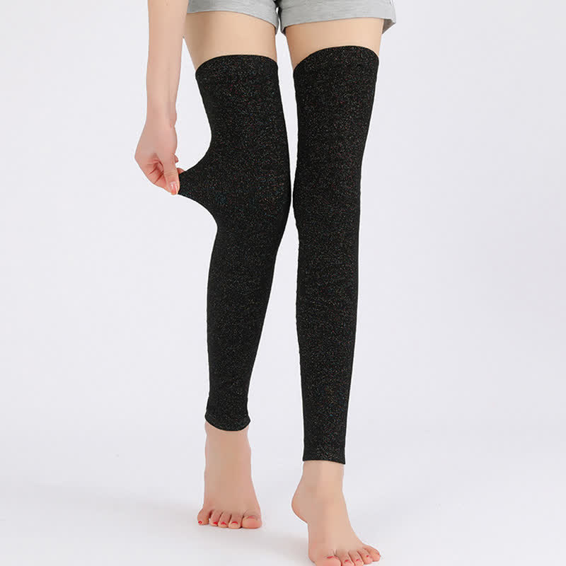 Manches de cuisse élastiques en tricot fin de couleur unie - Noir et doré - XL - image 18