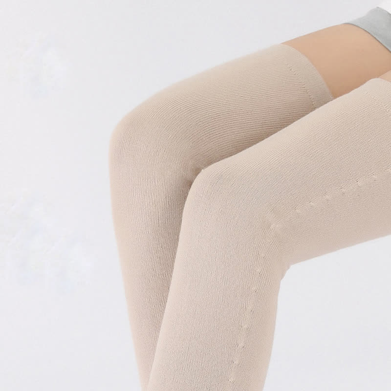 Manches de cuisse élastiques en tricot fin de couleur unie