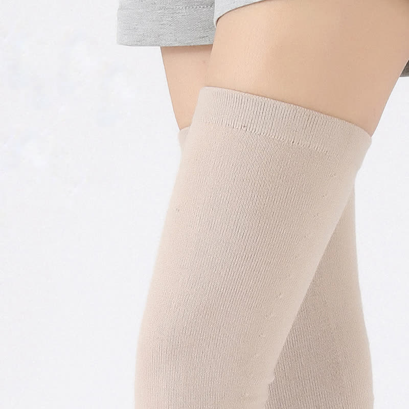 Manches de cuisse élastiques en tricot fin de couleur unie