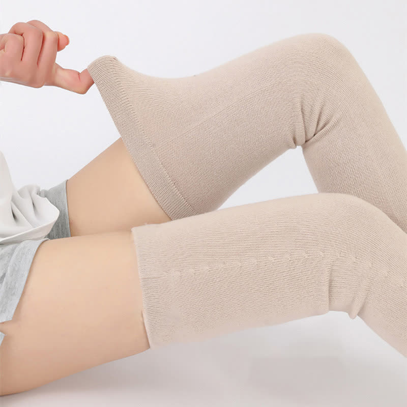Manches de cuisse élastiques en tricot fin de couleur unie