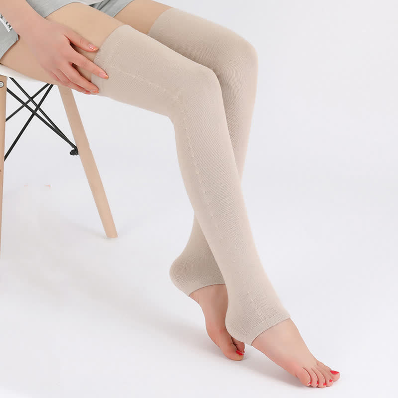 Manches de cuisse élastiques en tricot fin de couleur unie
