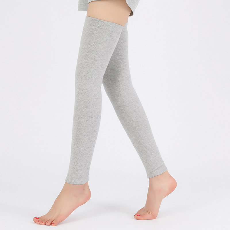 Manches de cuisse élastiques en tricot fin de couleur unie