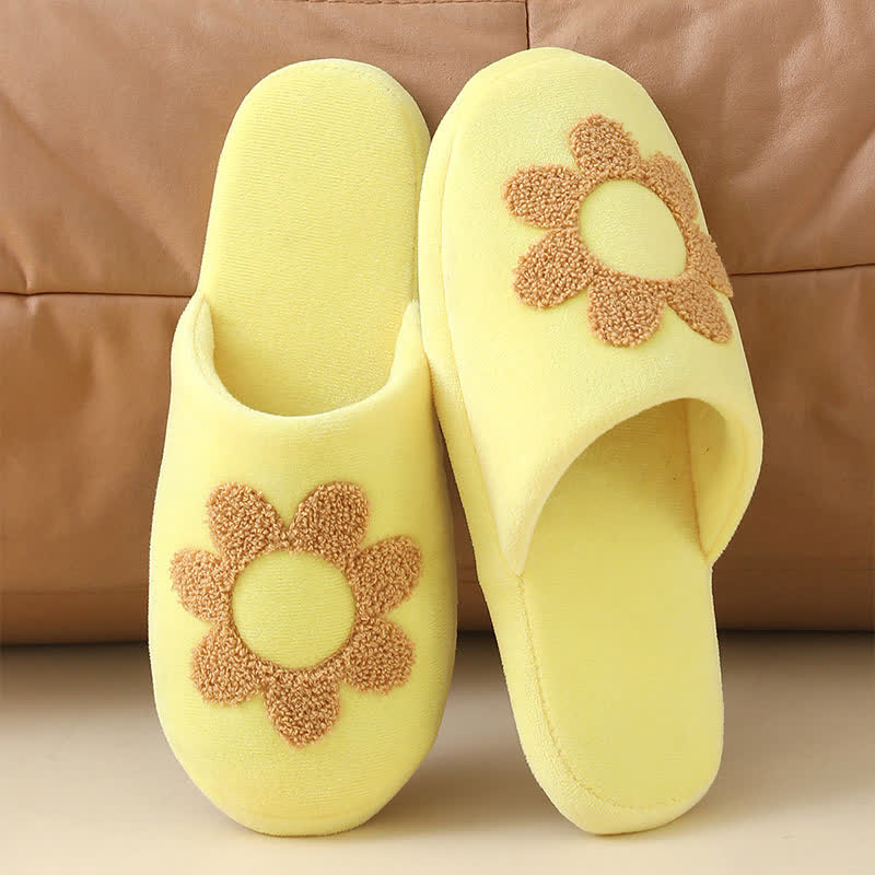 Chaussons mignons à imprimé floral grande taille - Jaune - EU42-43 (US8.5-9) - image 8