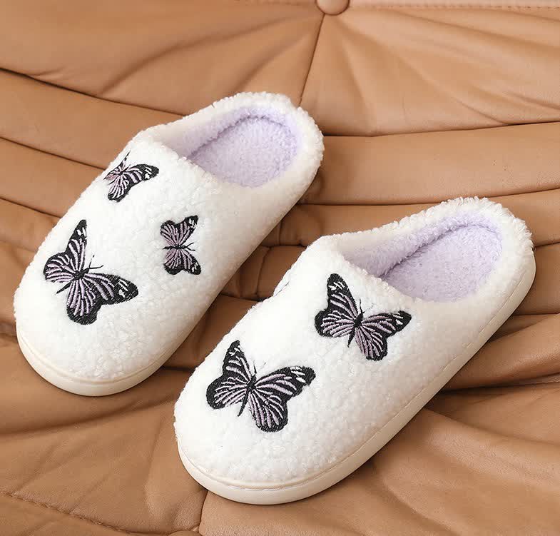 Chaussons mignons à imprimé papillon grande taille - Violet - EU44-45 (US10-11) - image 9