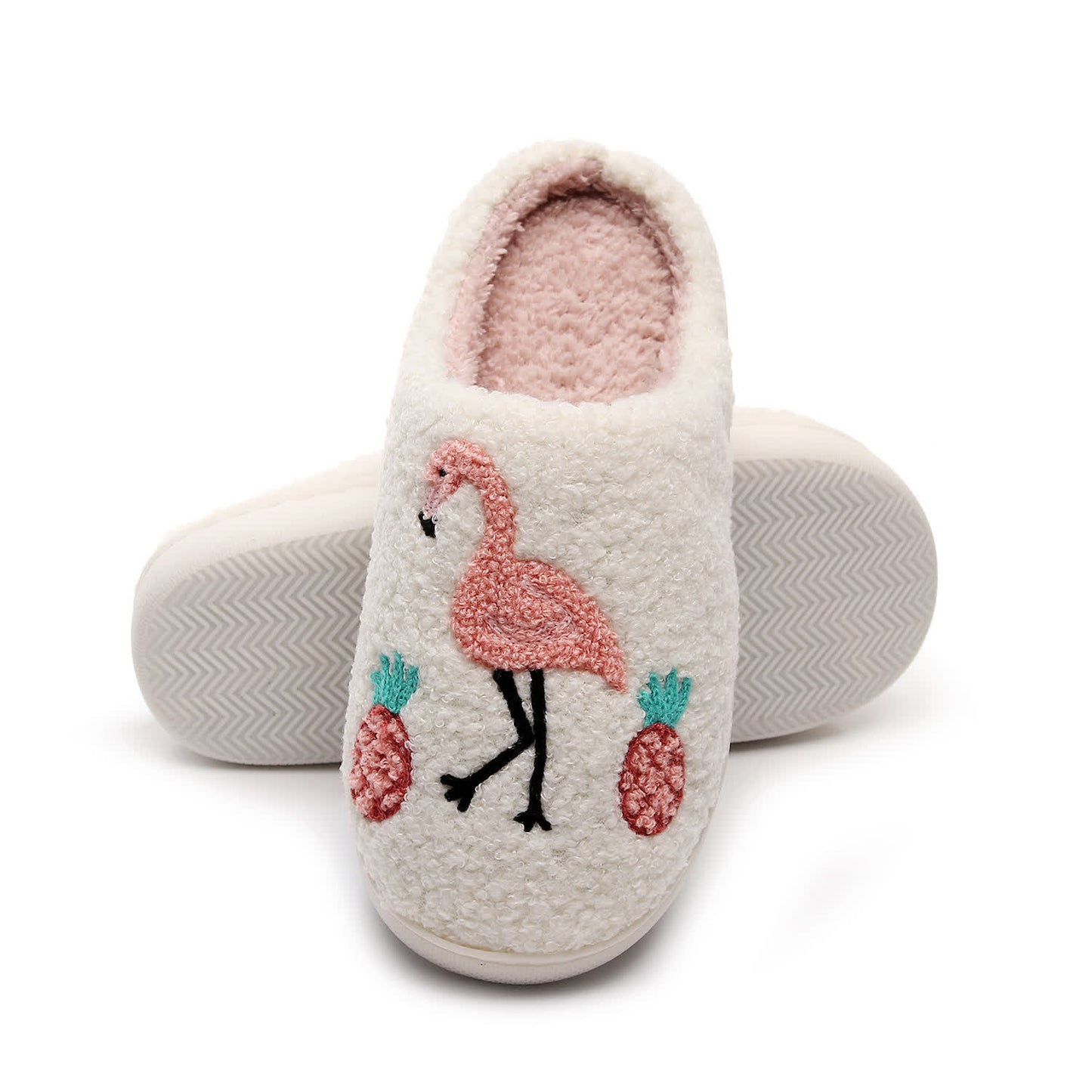 Chaussons en peluche flamant rose grande taille