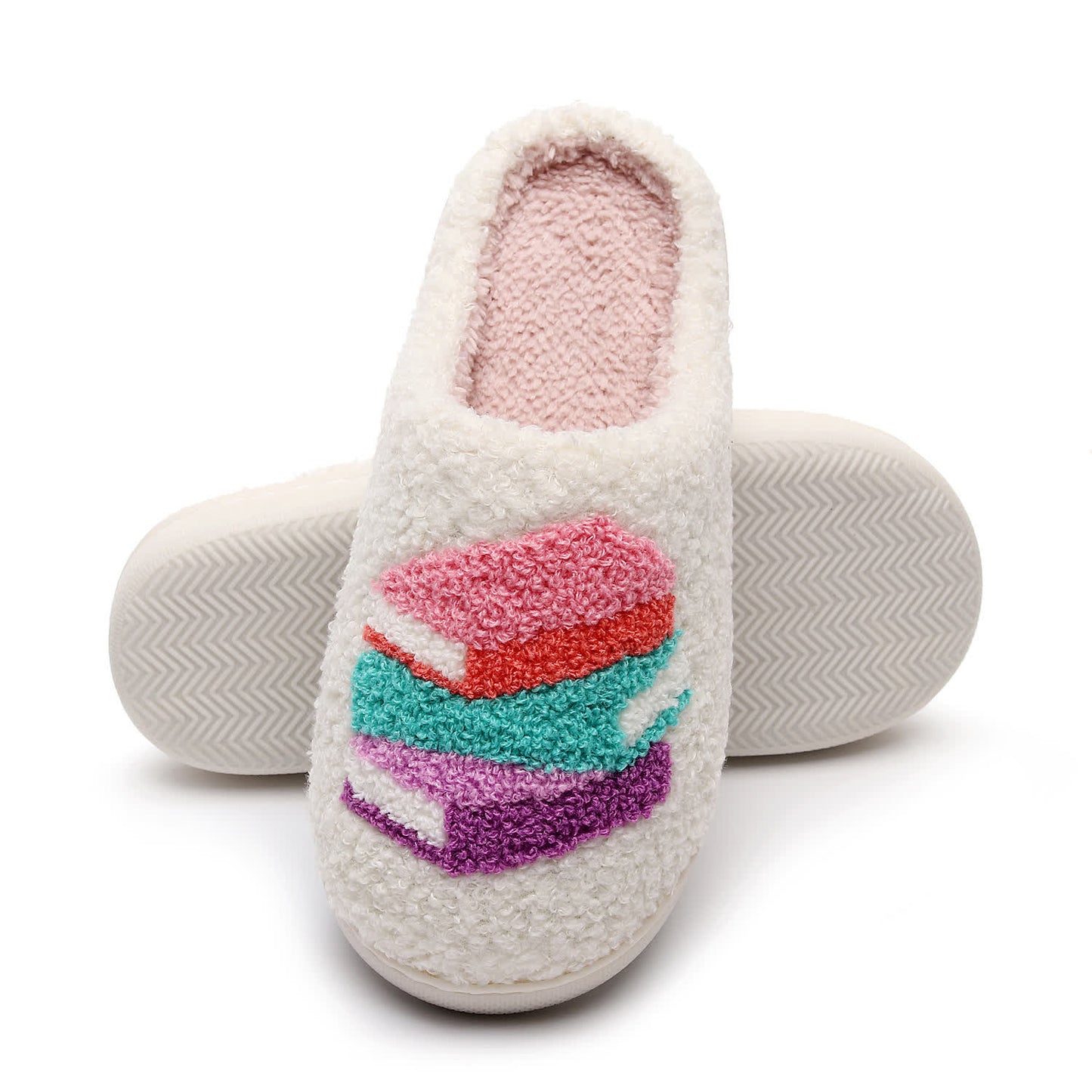 Chaussons grande taille à imprimé livre