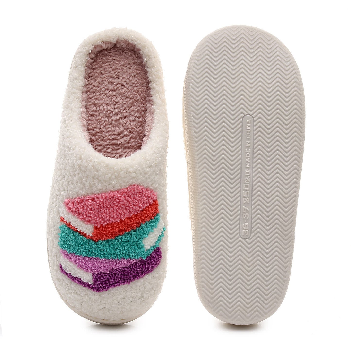 Chaussons grande taille à imprimé livre