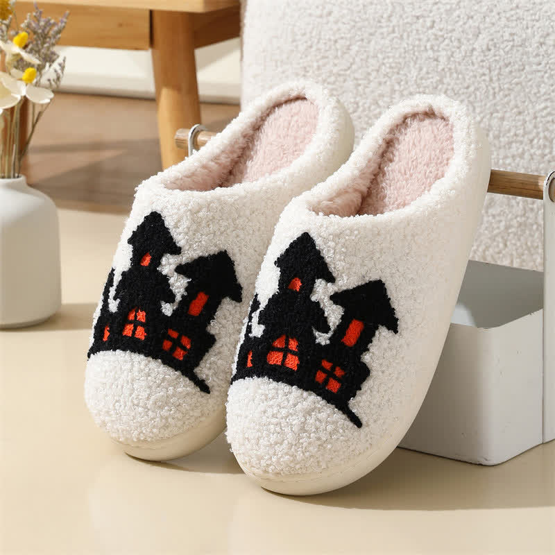 Chaussons grande taille à imprimé éléments d'Halloween - Blanc - Château - EU42-43 (US8.5-9) - image 9