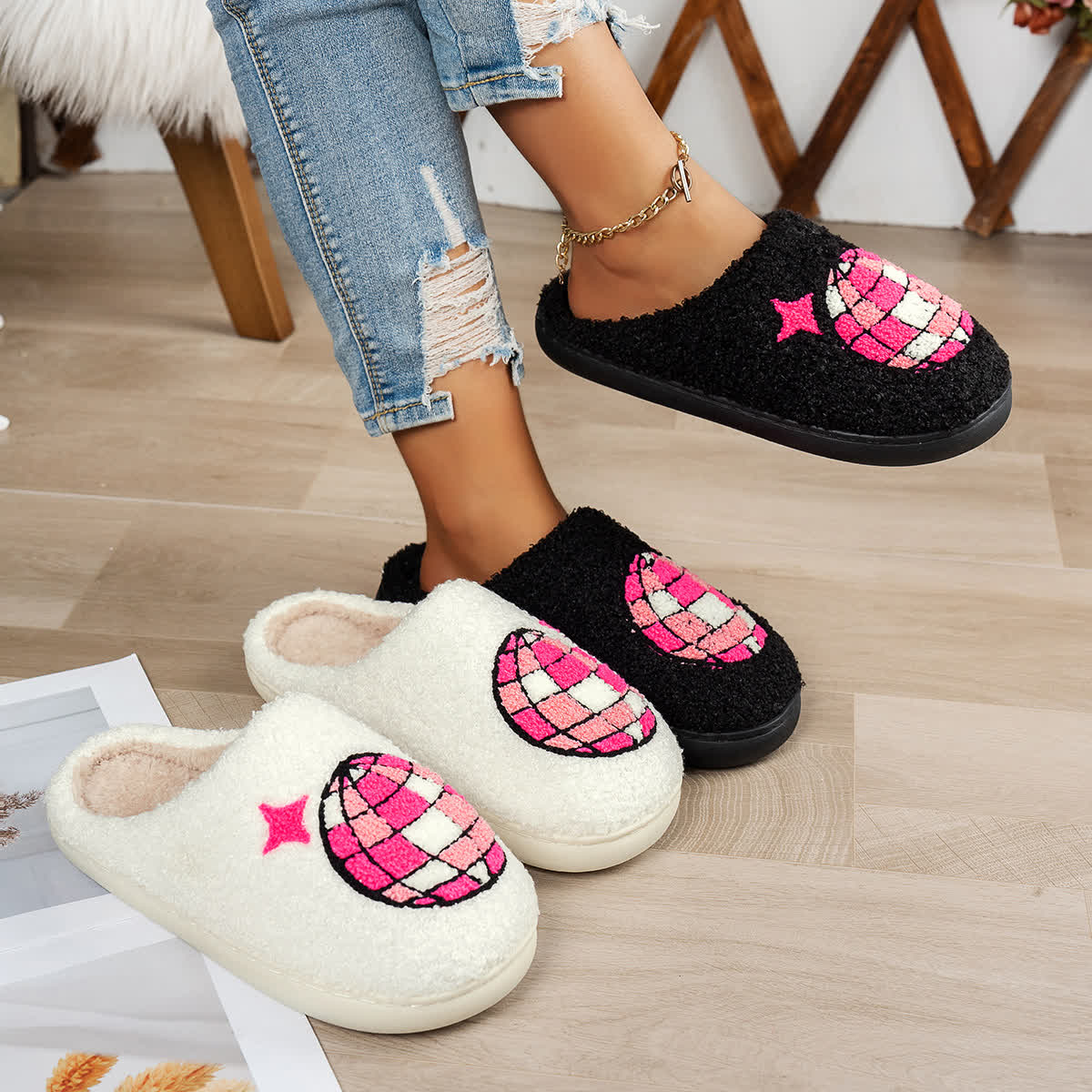 Chaussons grande taille à imprimé boule disco - image 2