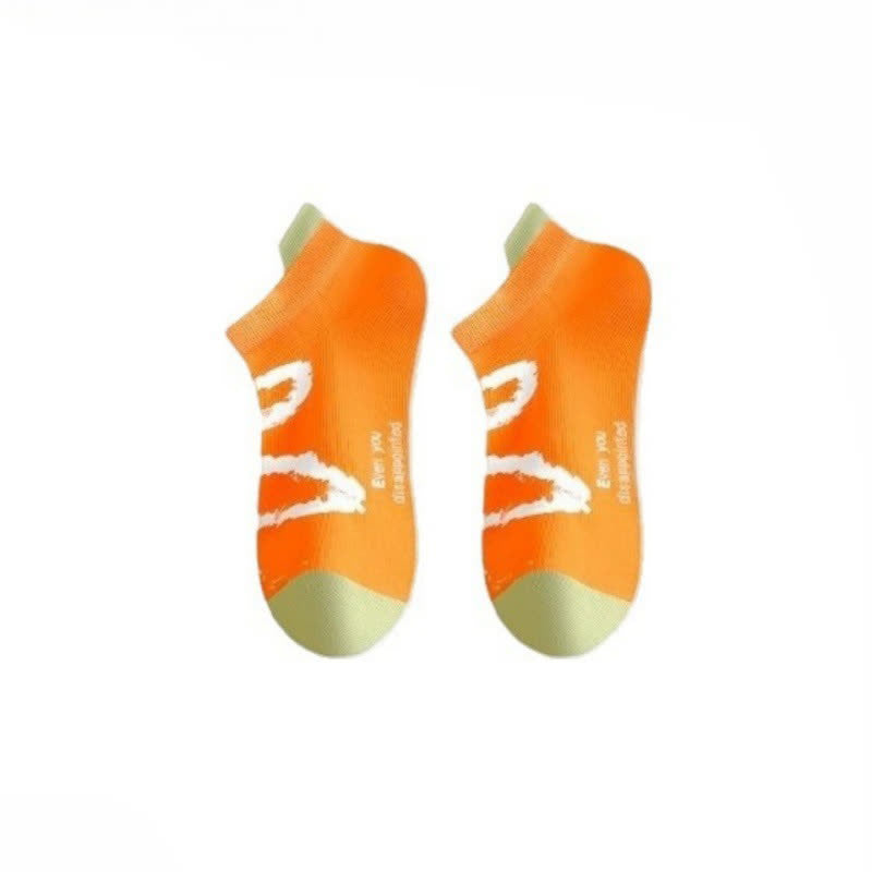 Chaussettes de compression à la cheville grande taille avec pinceau à encre (5 paires) - Orange - EU36-44 (US3-10) - image 8