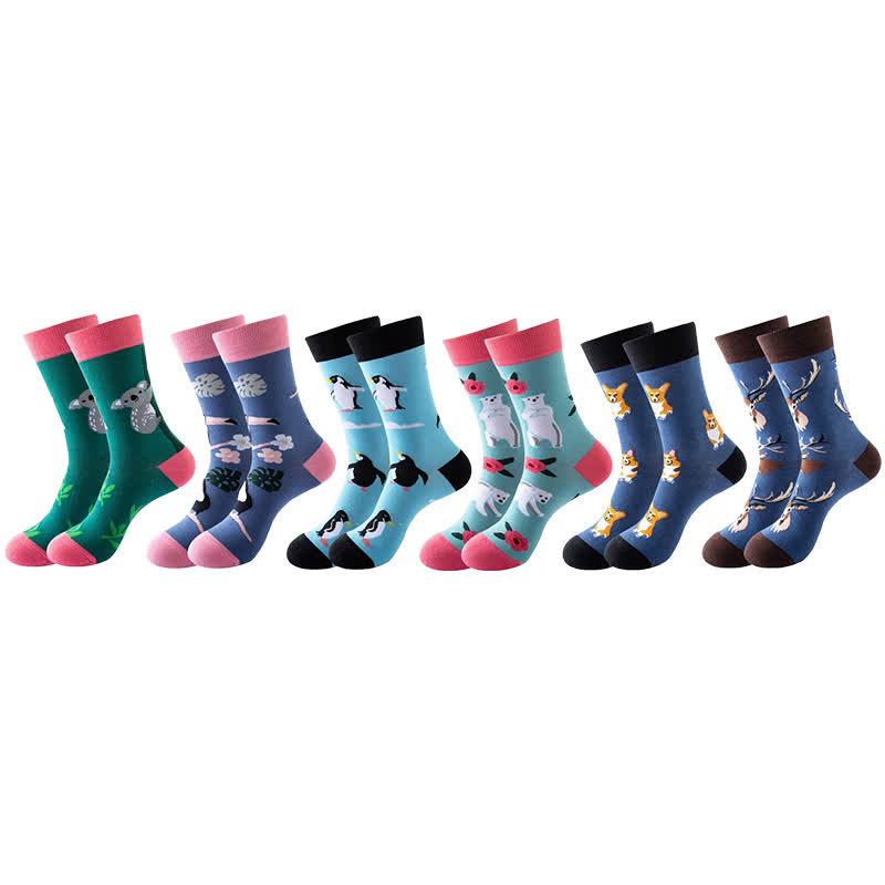 Chaussettes courtes série Animal (6 paires) - Multicolore - EU36-43 (US3-9) - image 1