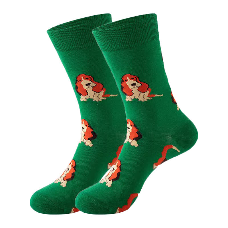 Chaussettes courtes de la série Cute Dog (5 paires) - Vert foncé - EU36-43 (US3-9) - image 6