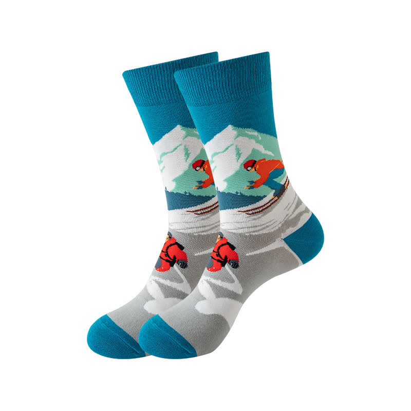 Chaussettes courtes imprimées pour sports de plein air (5 paires) - Bleu - EU36-43 (US3-9) - image 4