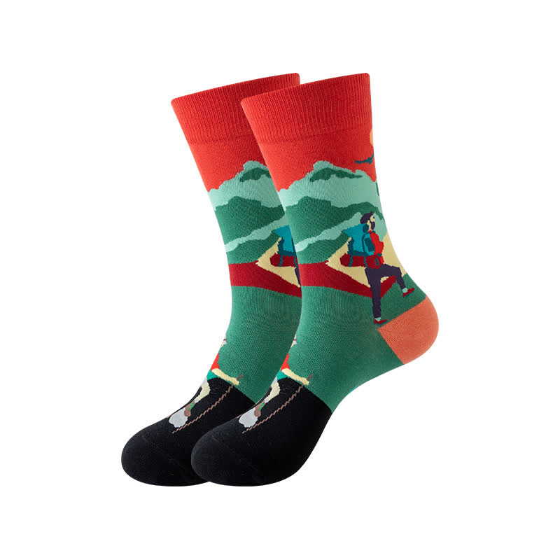 Chaussettes courtes imprimées pour sports de plein air (5 paires) - Orange - EU36-43 (US3-9) - image 7