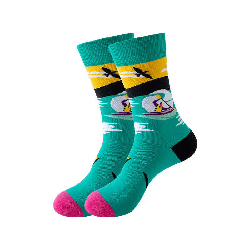 Chaussettes courtes imprimées pour sports de plein air (5 paires) - Vert - EU36-43 (US3-9) - image 6