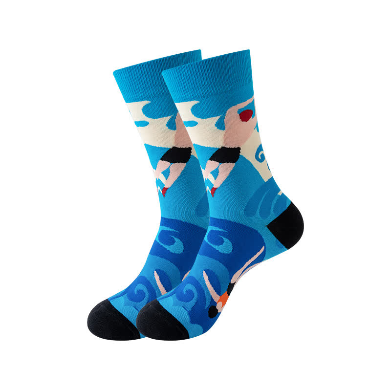 Chaussettes courtes imprimées pour sports de plein air (5 paires) - Bleu foncé - EU36-43 (US3-9) - image 8