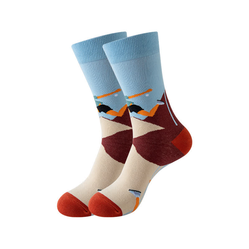 Chaussettes courtes imprimées pour sports de plein air (5 paires) - Bleu clair - EU36-43 (US3-9) - image 5
