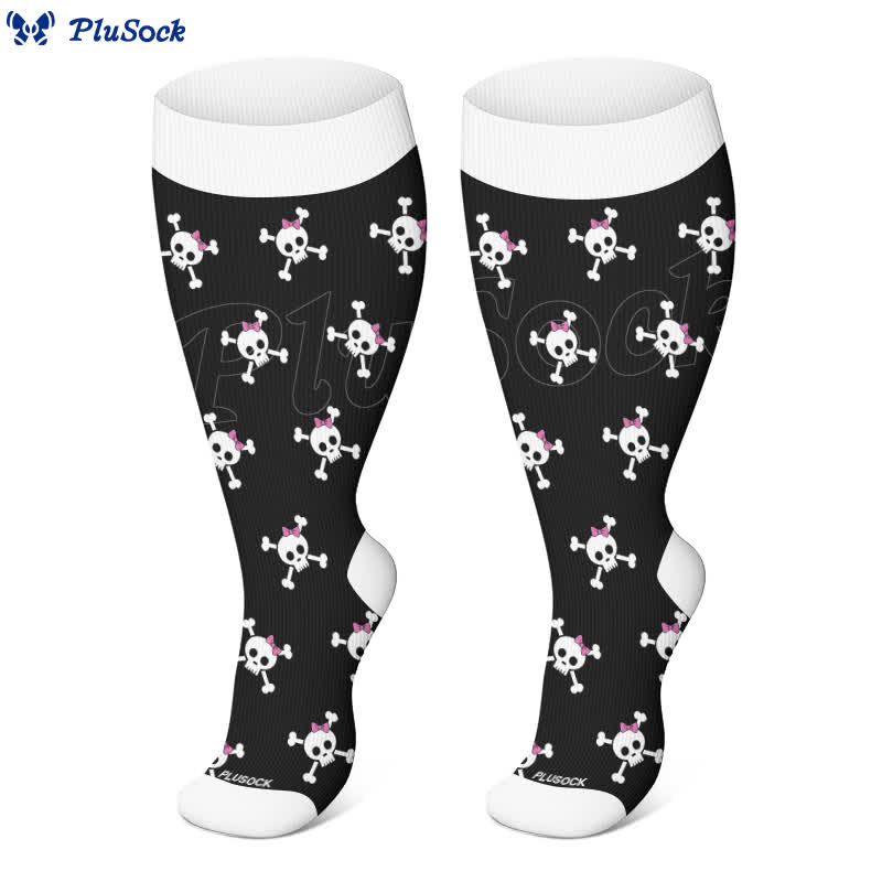 Chaussettes de compression grande taille à imprimé tête de mort pour Halloween - image 4