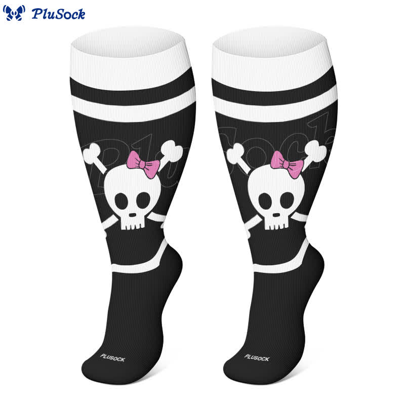 Chaussettes de compression grande taille à imprimé tête de mort pour Halloween (3 paires) - image 3