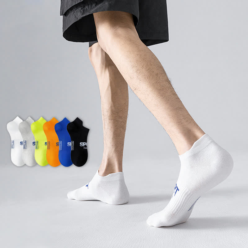 Chaussettes respirantes à imprimé lettre de couleur unie (6 paires) - image 2