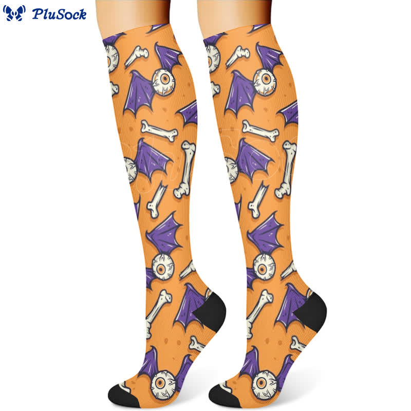 Chaussettes de compression à imprimé dessin animé effrayant d'Halloween (3 paires) - image 4