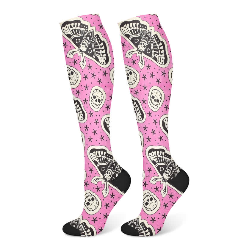 Chaussettes de compression à imprimé dessin animé effrayant d'Halloween (3 paires) - Rose (1 paire) - S/M - image 7