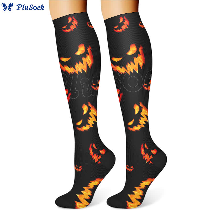 Chaussettes de compression imprimées inspirées du crâne d'Halloween (3 paires) - image 2