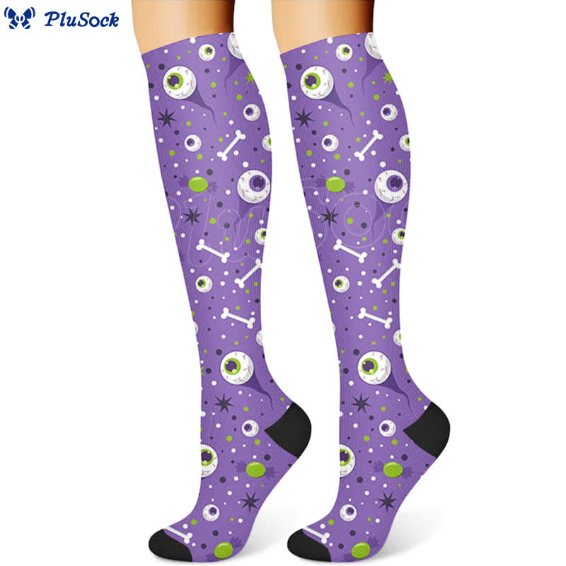 Chaussettes de compression à imprimé tête de mort pour Halloween (3 paires) - image 4