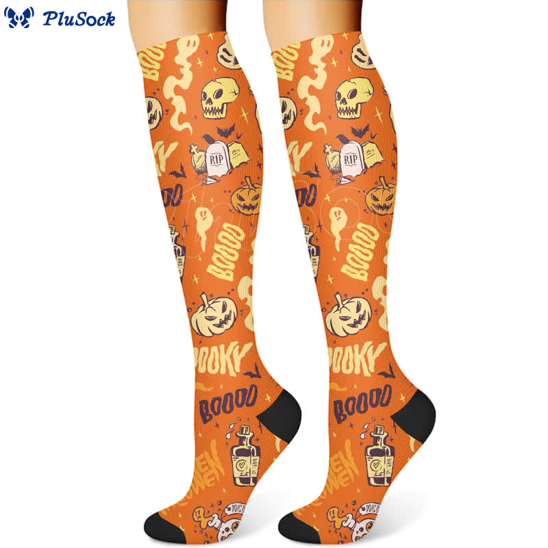 Chaussettes de compression à imprimé tête de mort pour Halloween (3 paires) - image 3