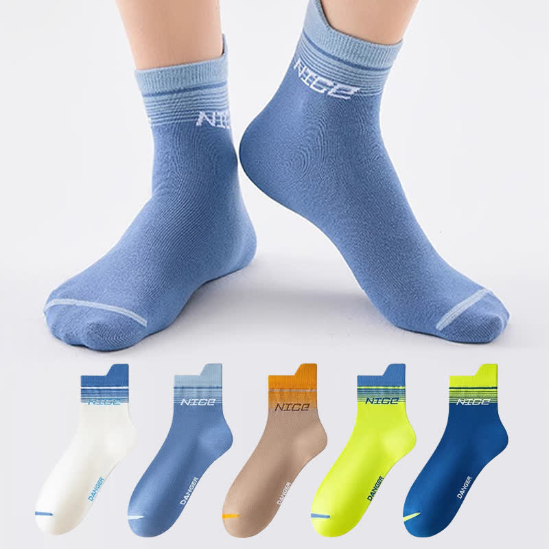 Chaussettes de compression à rayures et imprimé lettres (5 paires) - image 1