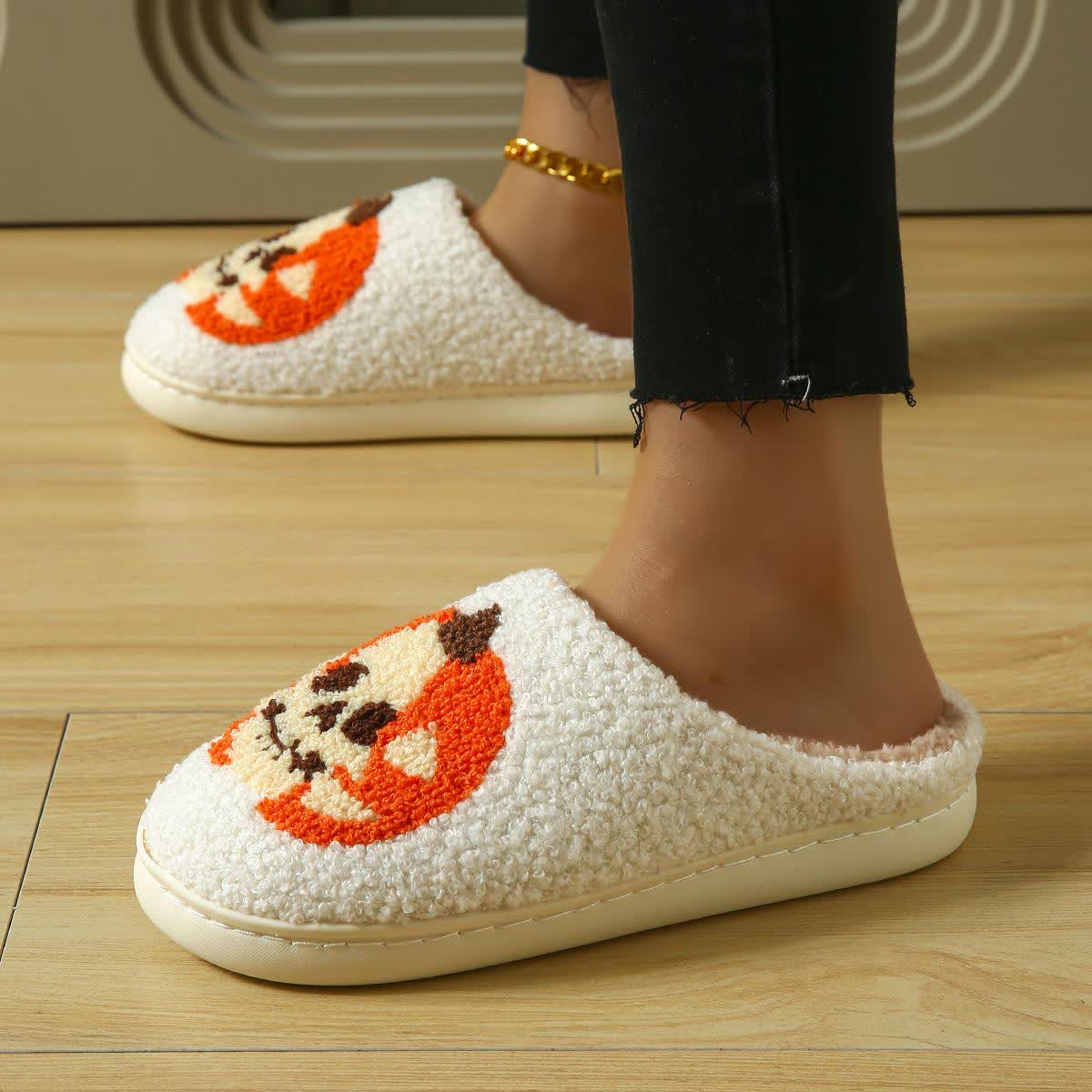Chaussons grande taille à imprimé citrouille et visage fantôme d'Halloween - image 7