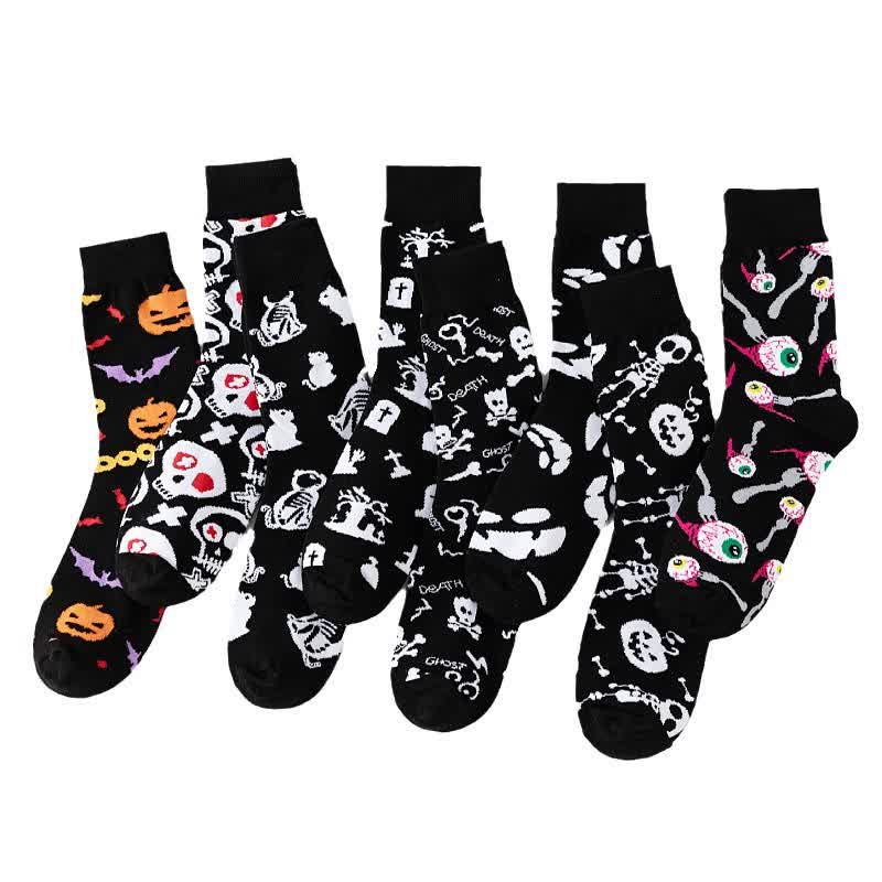 Chaussettes noires Halloween grande taille (8 paires) - Noir - Ensemble - EU37-46 (US4-12) - image 3