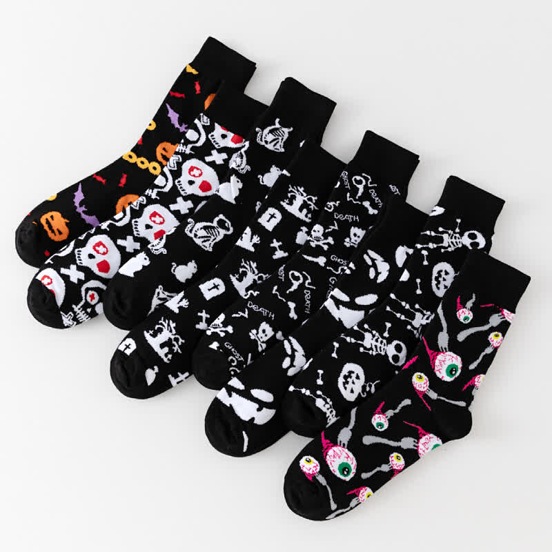 Chaussettes noires Halloween grande taille (8 paires) - image 5