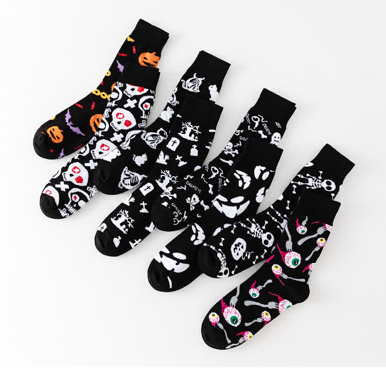 Chaussettes noires Halloween grande taille (8 paires) - image 4