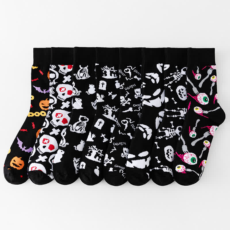 Chaussettes noires Halloween grande taille (8 paires) - image 2