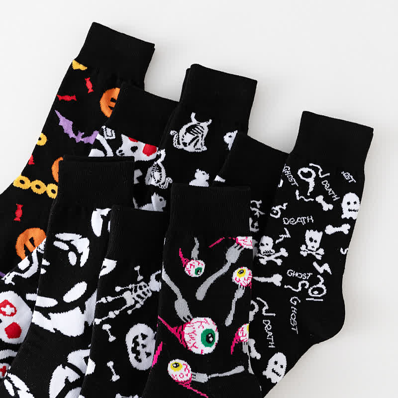 Chaussettes noires Halloween grande taille (8 paires) - image 6