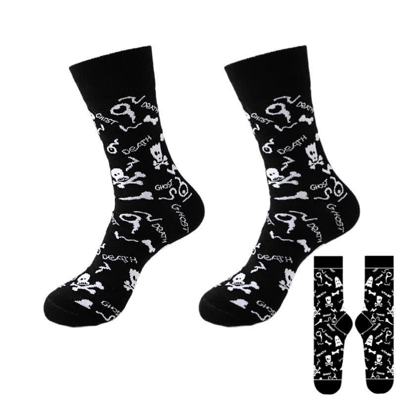 Chaussettes noires Halloween grande taille (8 paires) - Noir - E - EU37-46 (US4-12) - image 11