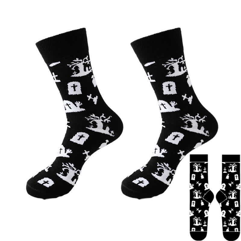 Chaussettes noires Halloween grande taille (8 paires) - Noir - D - EU37-46 (US4-12) - image 10